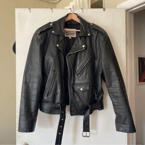 Open road black leather motorcycle jacket size 44